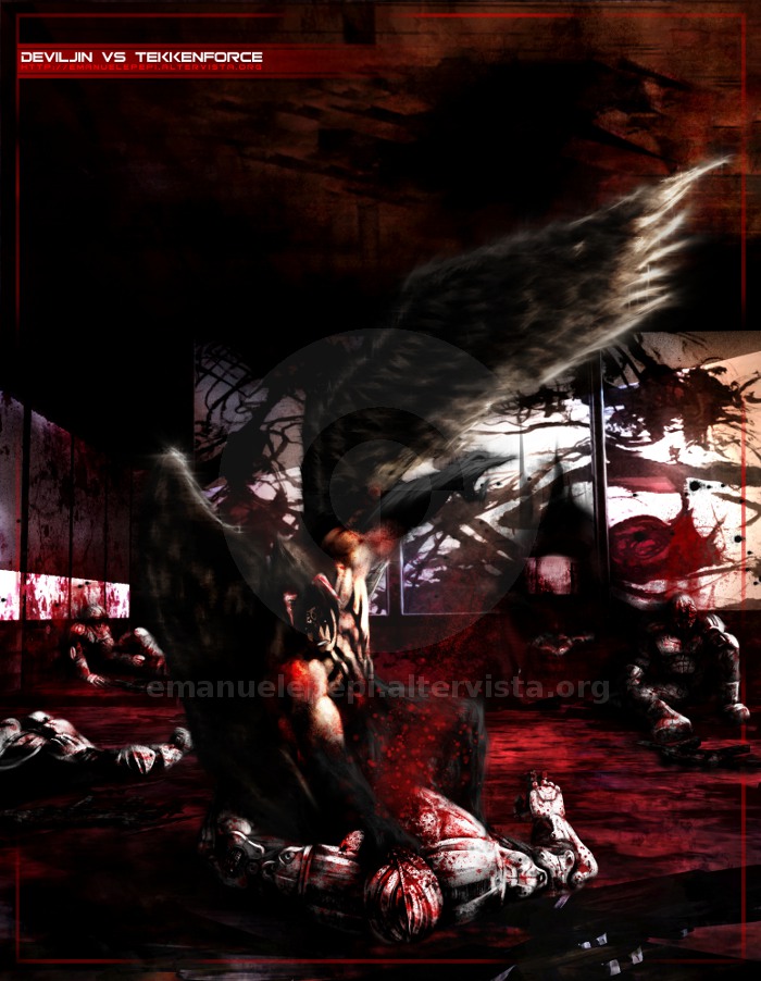 Devil Jin VS Tekken Force, Tekken Fan-art, artwork done with Gimp/MyPaint/Blender   