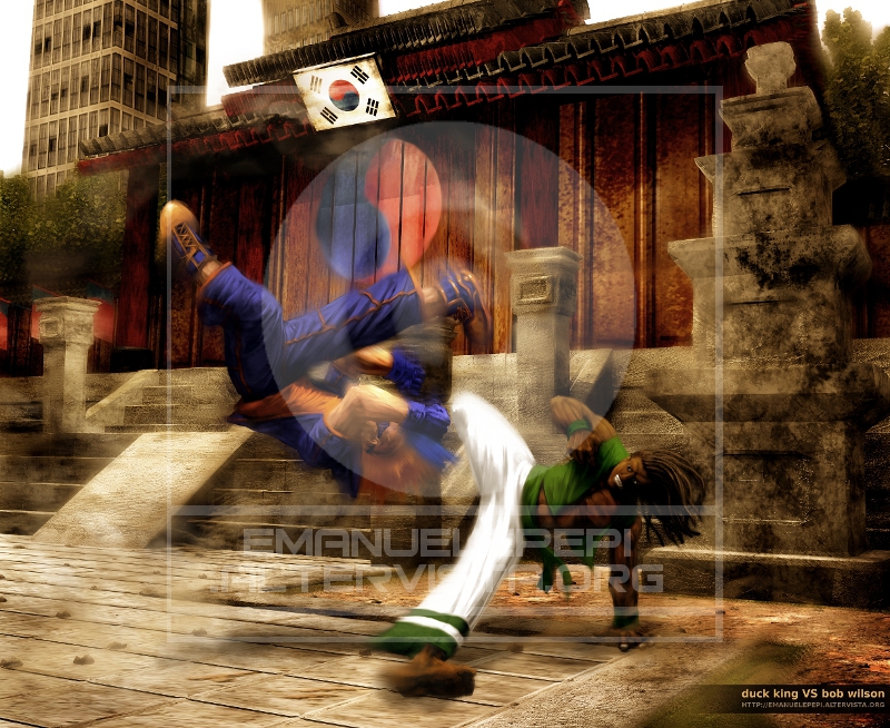 Duck King VS Bob Wilson, Real Bout Fatal Fury Fan-art, artwork done with Gimp/MyPaint/Blender   
