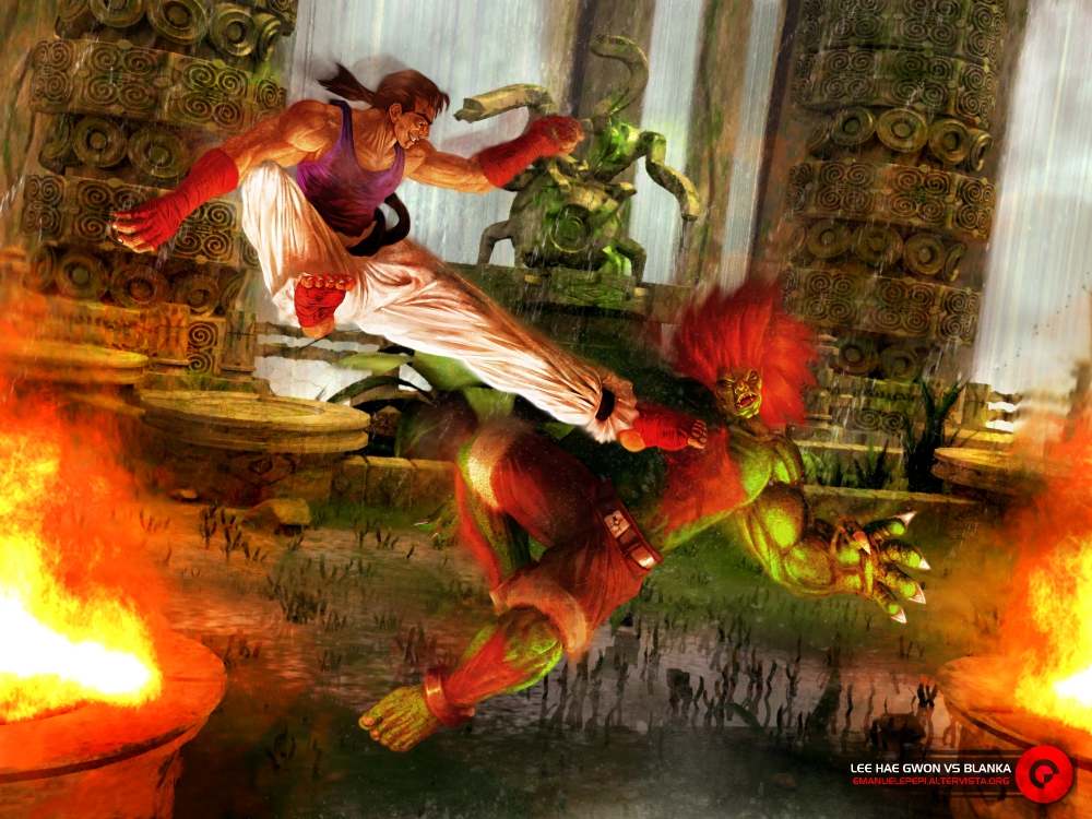 Lee Hae Gwon VS Blanka, Street Fighter / AODK Fan-art, artwork done with  Gimp/MyPaint/Blender   