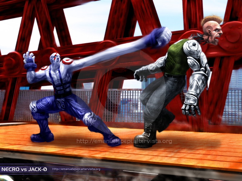 Necro VS Jack-0, StreetFighter-Tekken Fan-art, artwork done with Gimp/MyPaint/Blender   